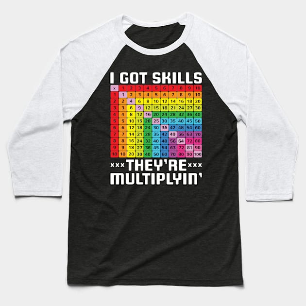 Math Teacher Shirt - I Got Skills They're Multiplyin' Baseball T-Shirt by redbarron